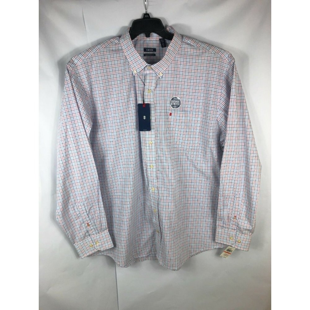 Izod Men's 3XLT Long Sleeve Button Up Multicolor Check Cotton Adult Shirt A9
